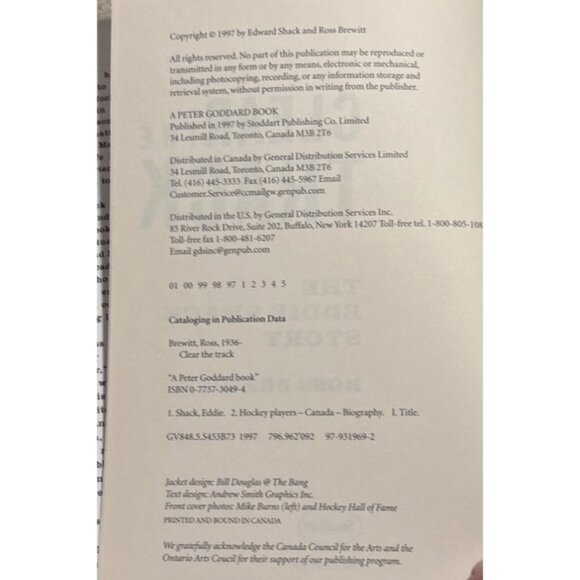 Clear The Track By Ross Brewitt Hardcover Biography Of Eddie Shack - Picture 6 of 13